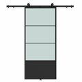 Renin Concorde Frosted Glass Metal Barn Door with Installation Hardware Kit 37 in. KMCTCCF-37BL
